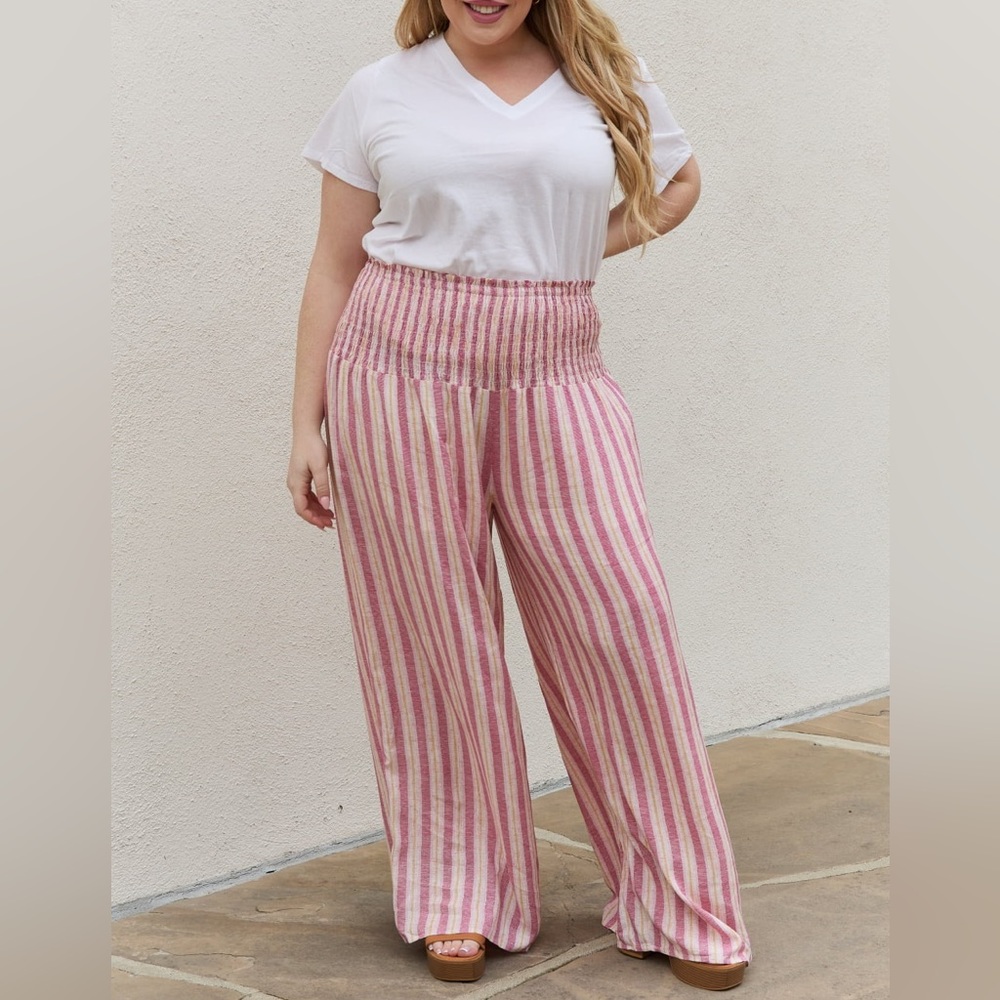 NEW HEYSON Plus Size Wide Leg Striped Palazzo Pants - Picture 1 of 5